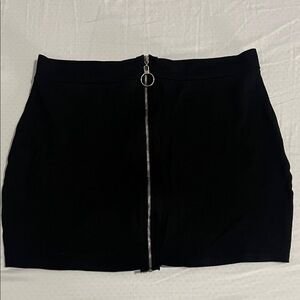 Black Mini Skirt with Front Zipper